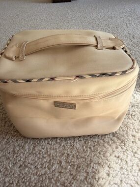 Burberry Beige Cosmetic Train Case with Signature Check Trim